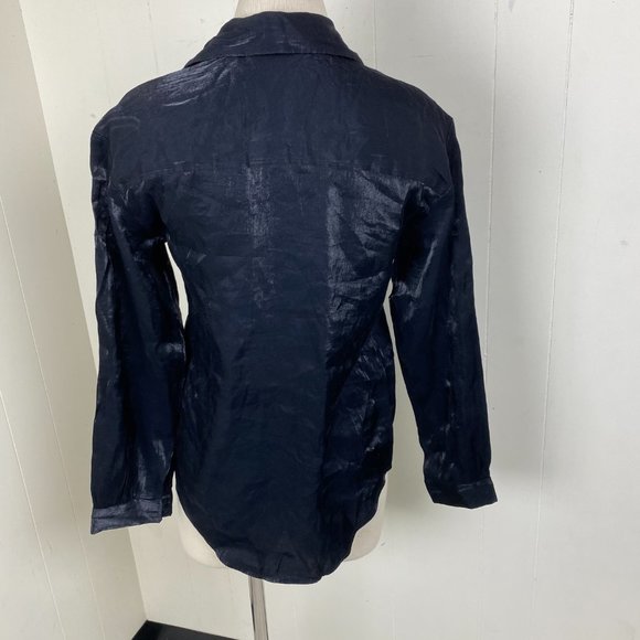 Vintage Alice Stuart Pewter Metallic Button Up S - Picture 6 of 7